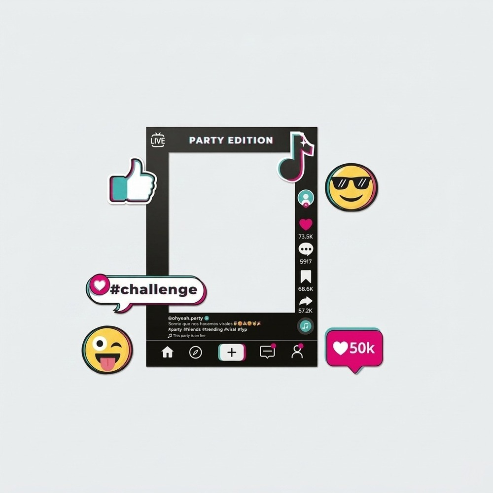 Musik Fotoramme Sort - 1 stk (50 x 70 cm) | Musik Photobooth - Temashop