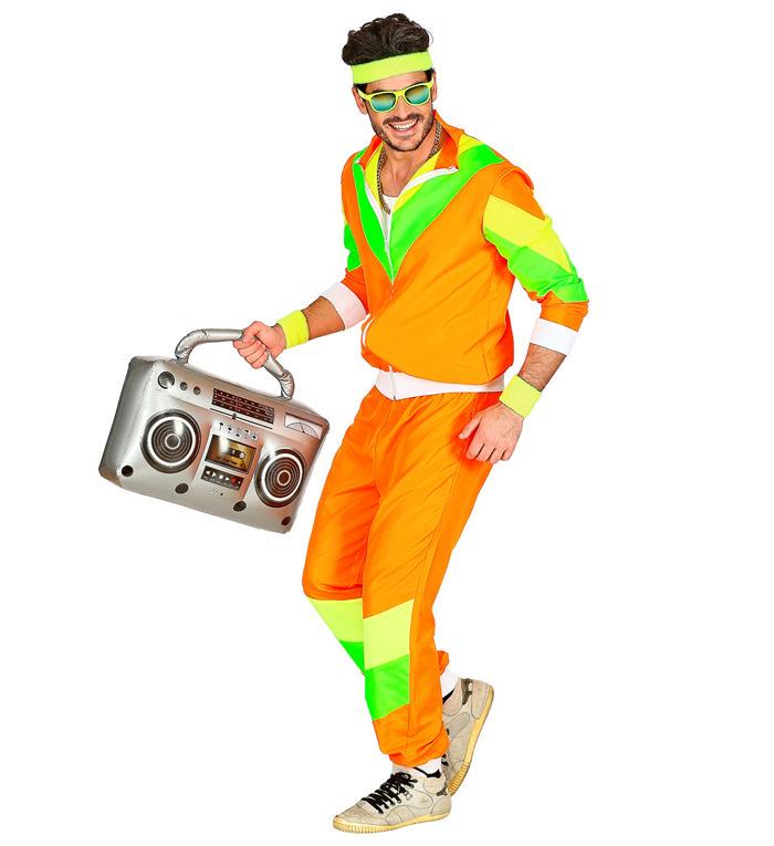 Neon 80'er Træningsdragt Kostume - Årtier kostume til voksne i størrelserne S-XL | 80'erne Totally kostume til mænd - Temashop