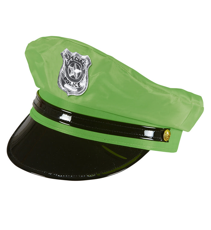 Neon Grøn Politihat | Politi Hat / Hue / Hjelm - Hovedtilbehør - Temashop