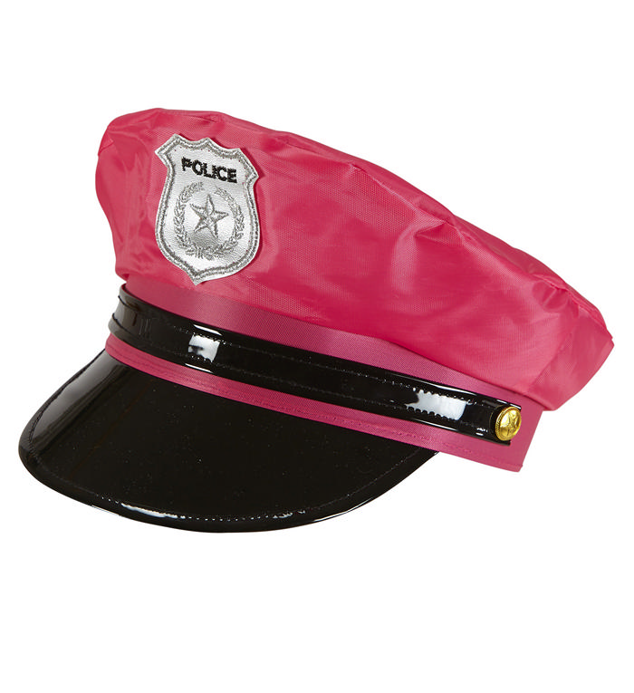 Neon Politi Hat, pink | Politi Hat / Hue / Hjelm - Hovedtilbehør - Temashop