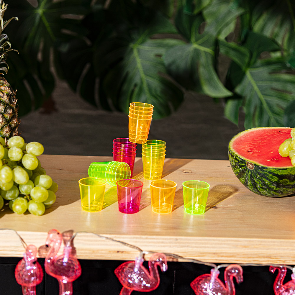 Neon Shotglas - 20 stk | UV / Neon Glas - Temashop