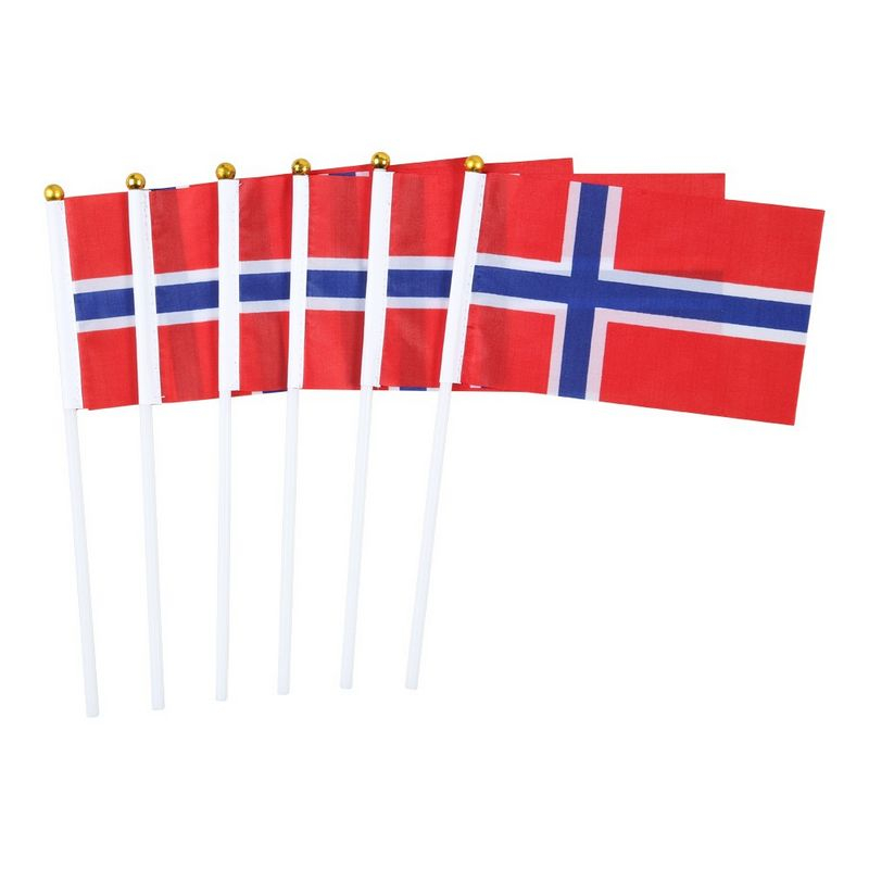 Norske Flag På Pind - 6 stk (10 x 20 cm) | Norge Flag - Temashop