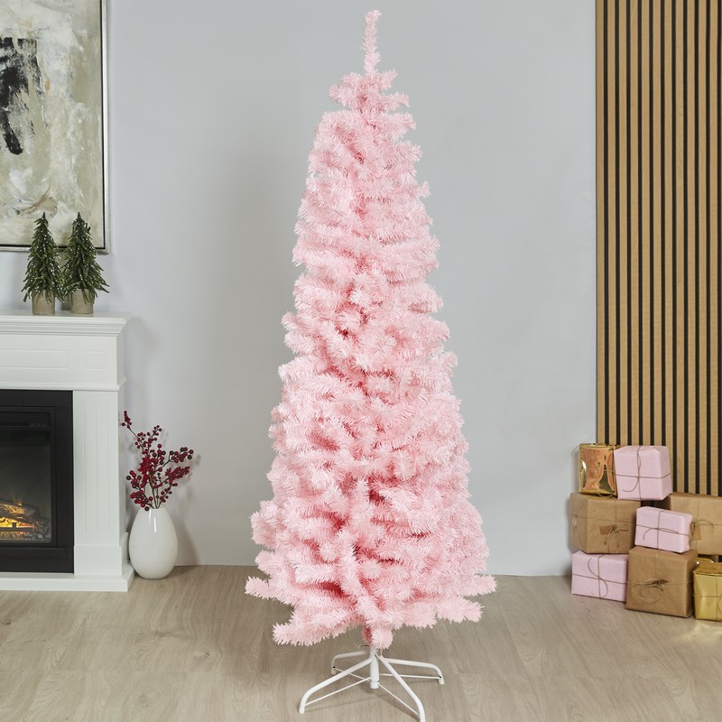 Kunstigt BLING Juletræ Lyserød 180 x 68 cm Klasse C