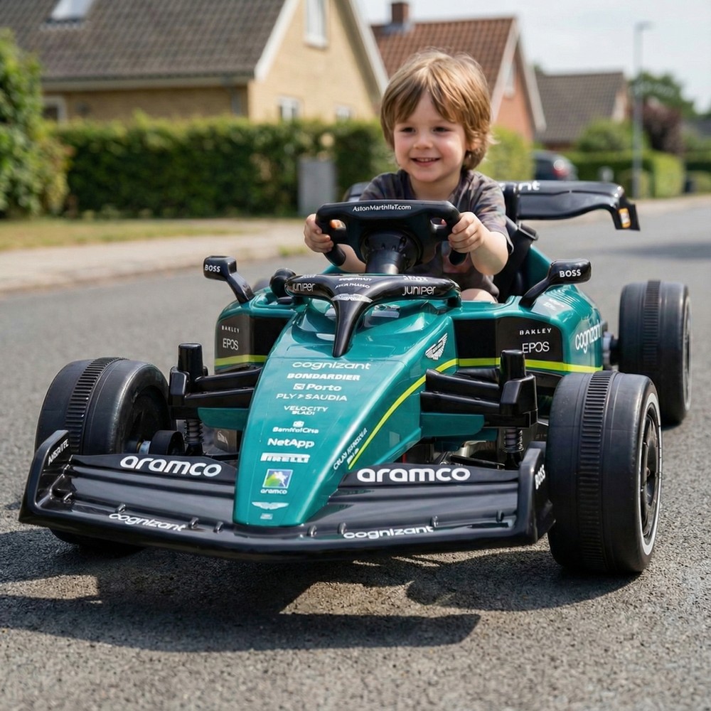 Aston Martin Formel 1 Elbil Til Børn 12V Grøn (137 x 72 x 44 cm) | Racerløb tema El Køretøj Til Børn - Temashop
