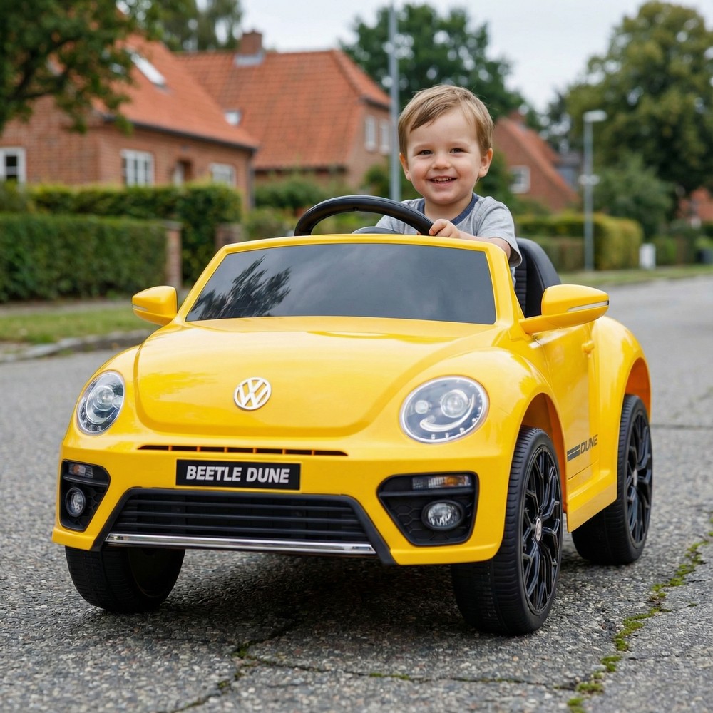 VW Beetle Dune Elbil Til Børn 10,8V Gul (96 x 51 x 47 cm) | Racerløb tema El Køretøj Til Børn - Temashop