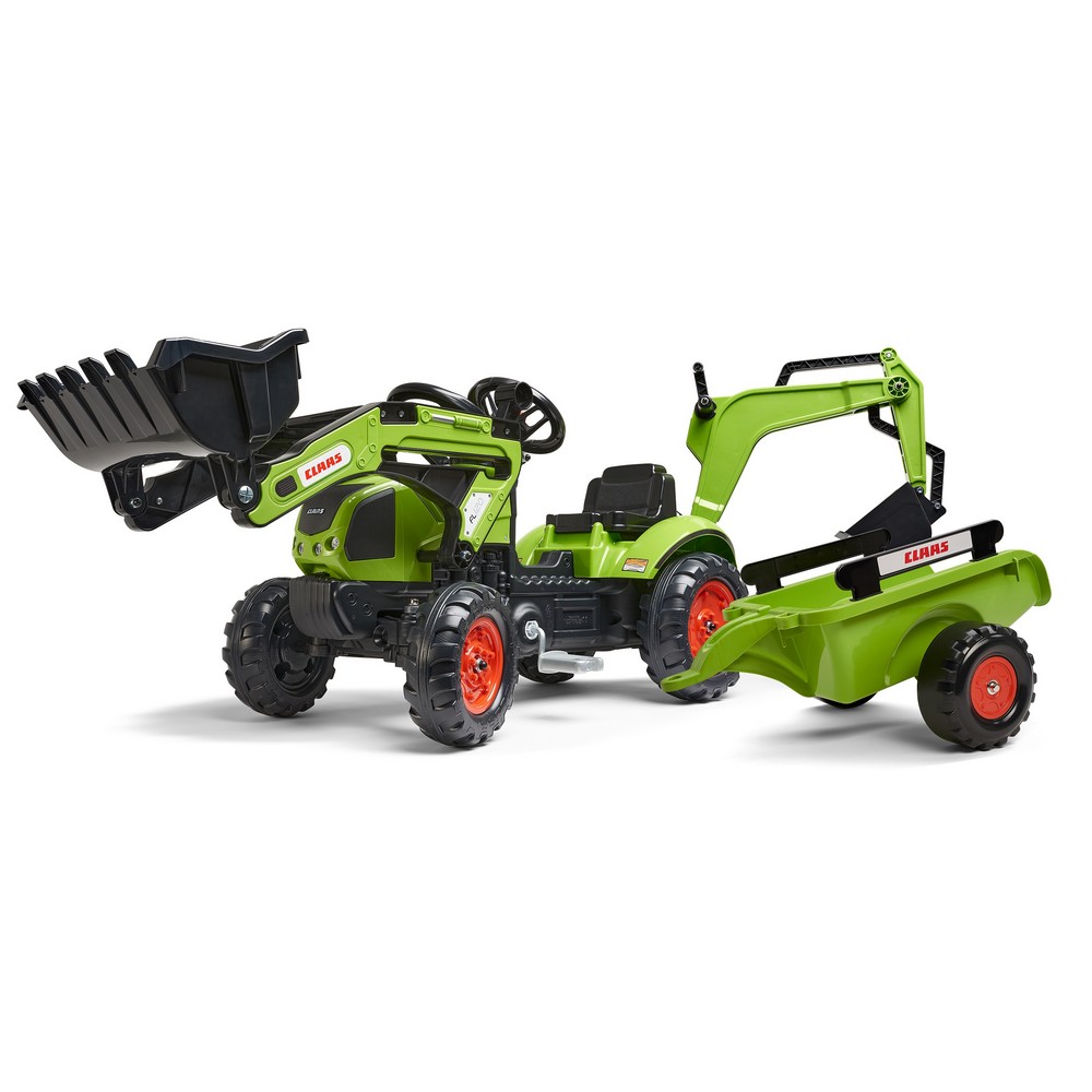 Claas Traktor Med Rendegraver & Trailer Grøn (62 x 181 x 42 cm) | Gård tema Legetøj - Temashop