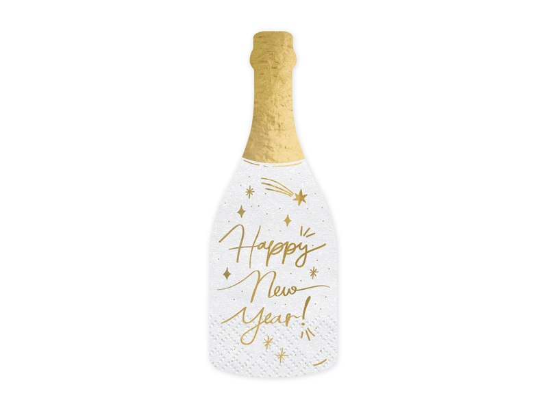 Nytårs Champagne Servietter - 20 stk (19 x 7 cm) | Nytår Folieballoner - Temashop