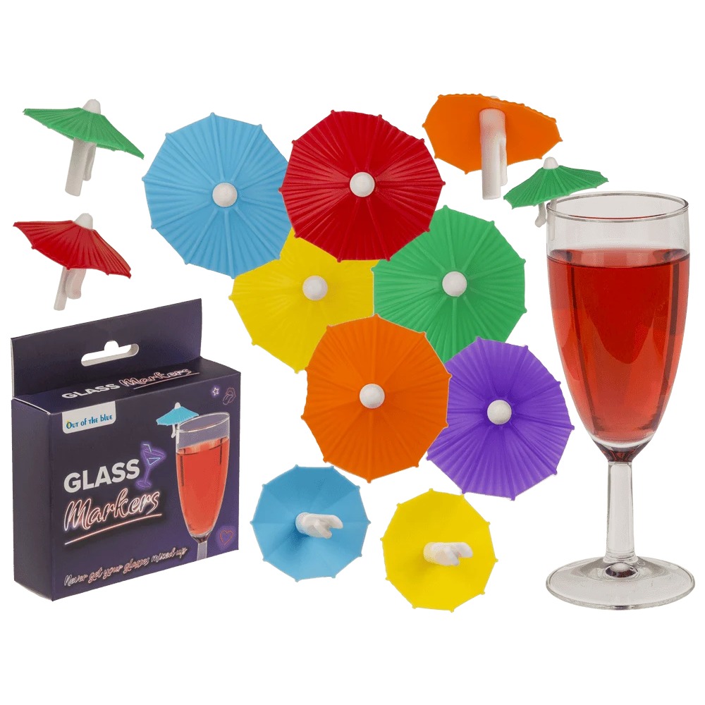 Glasmarkører Paraply Flerfarvede - 6 stk (4 x 4 x 3 cm) - Temashop