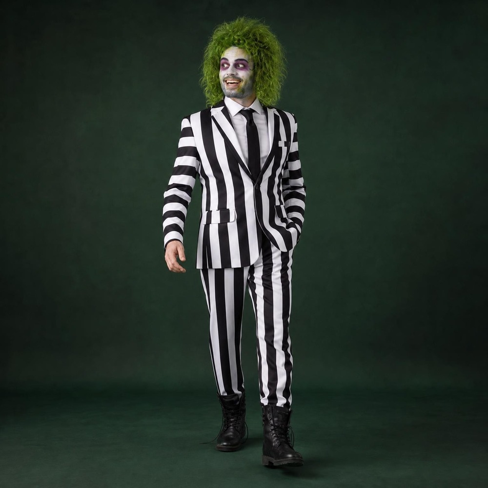 Beetlejuice Jakkesæt Kostume - Halloween kostume til voksne i størrelserne S-XL | Beetle Juice kostume til mænd - Temashop