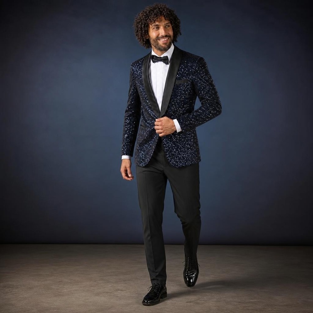 Opposuits Dinner Jacket Blazer Navy Sequins