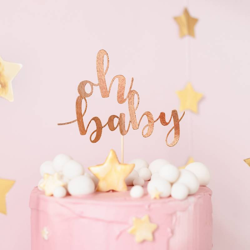Oh Baby Kagetopper Rosaguld - 1 stk (25 cm) | Babyshower Kagefigur / kagetopper - Temashop