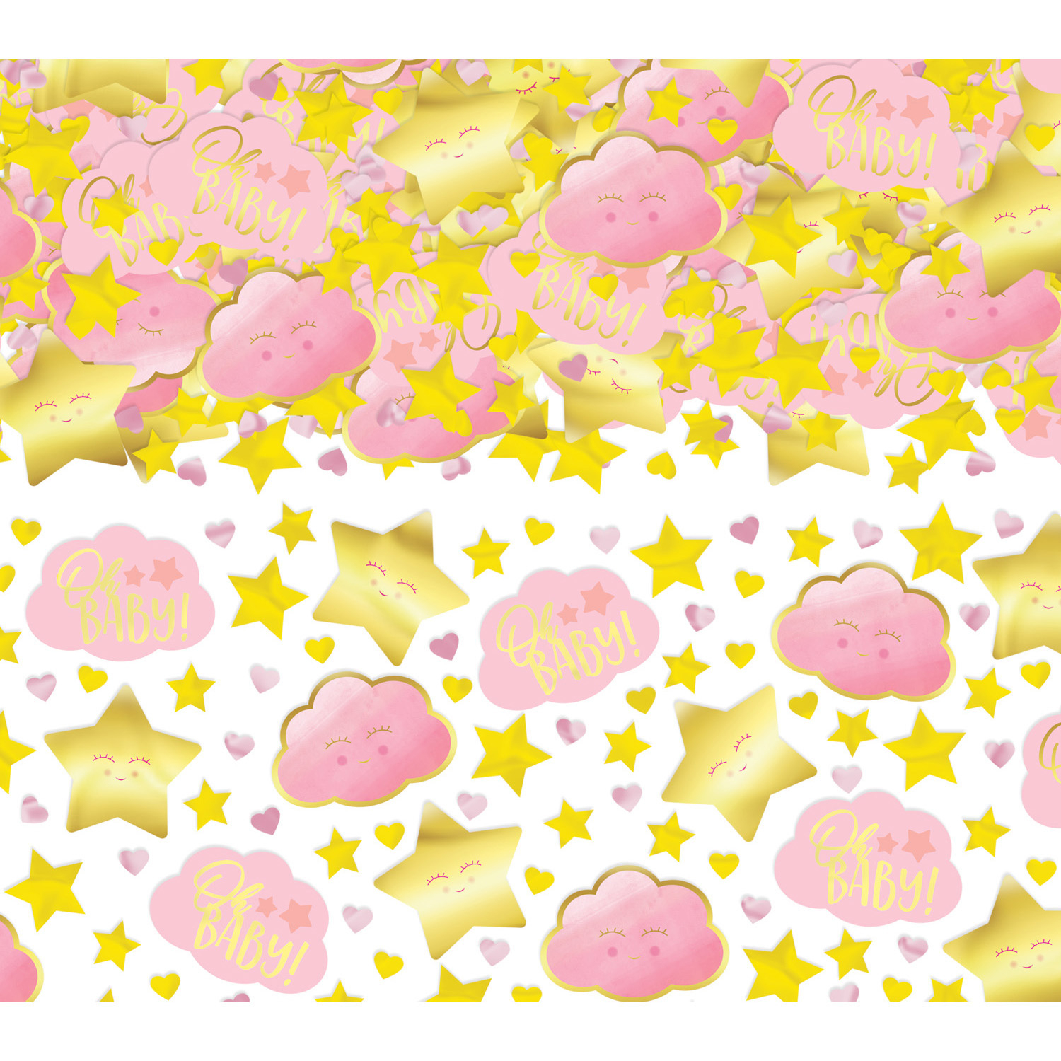 Oh Baby Konfetti Lyserød/Guld - 1 pose (70 g) | Babyshower Konfetti - Temashop