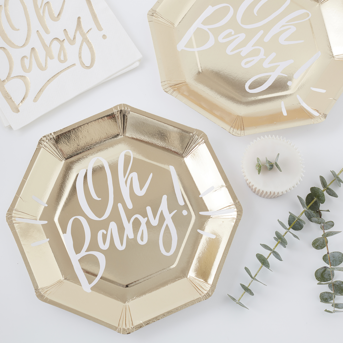 Oh Baby Tallerkener - 8 stk (25 cm) | Babyshower Tallerkner - Temashop