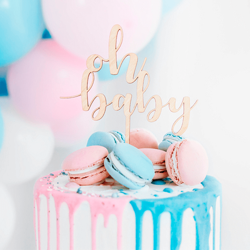 Oh Baby Træ Kagetopper - 1 stk (13,5 x 17 cm) | Babyshower Kagefigur / kagetopper - Temashop