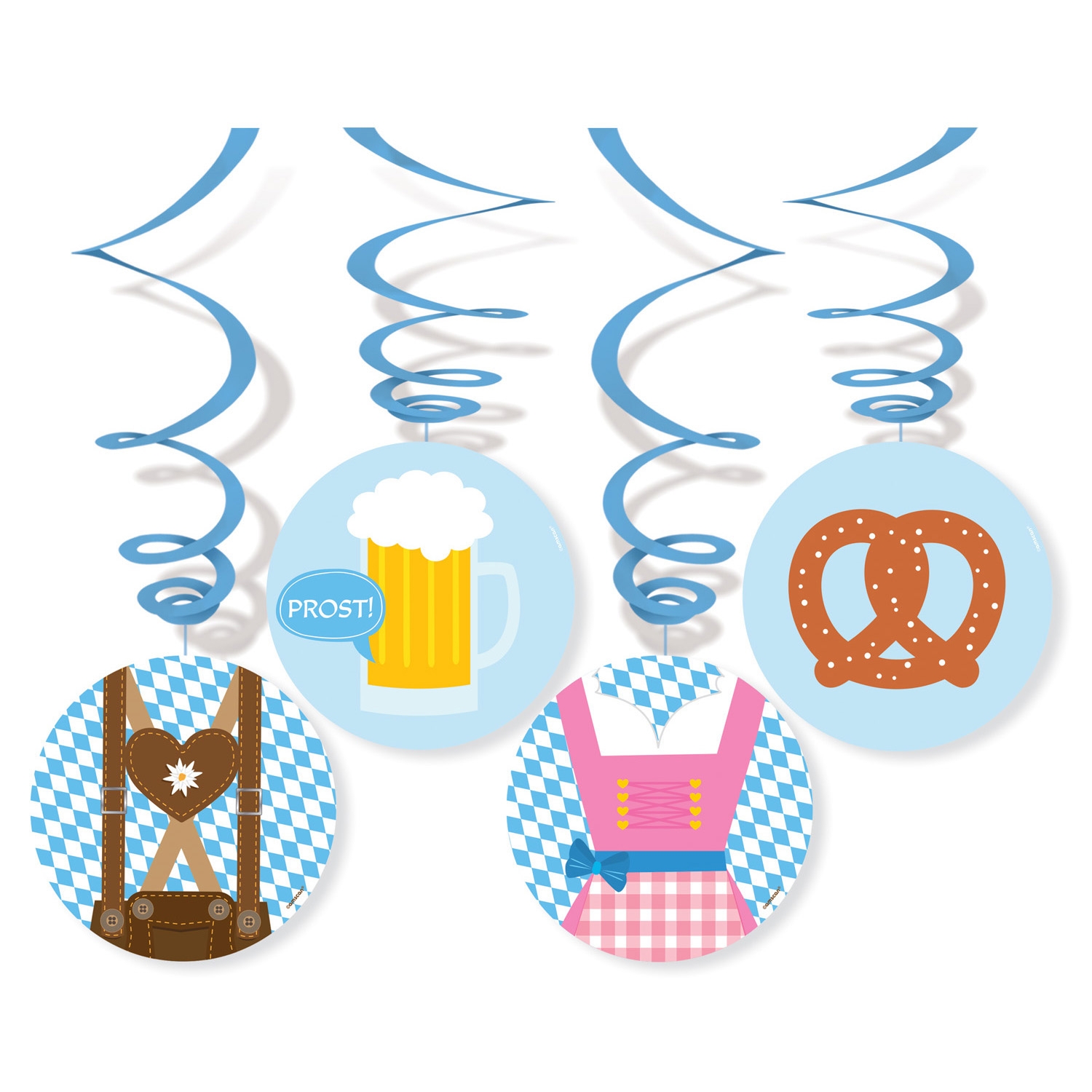 Oktoberfest Swirls - 4 stk (80 cm) | Oktoberfest Spiraler/string - Temashop