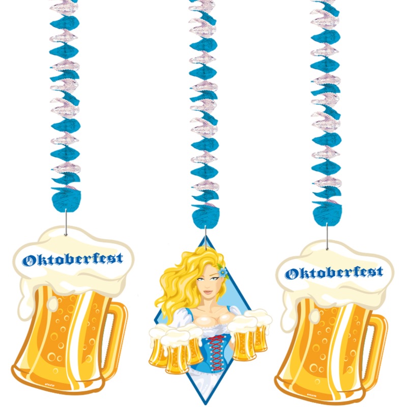 Oktoberfest Loftspynt - 3 stk | Oktoberfest Spiraler/string - Temashop