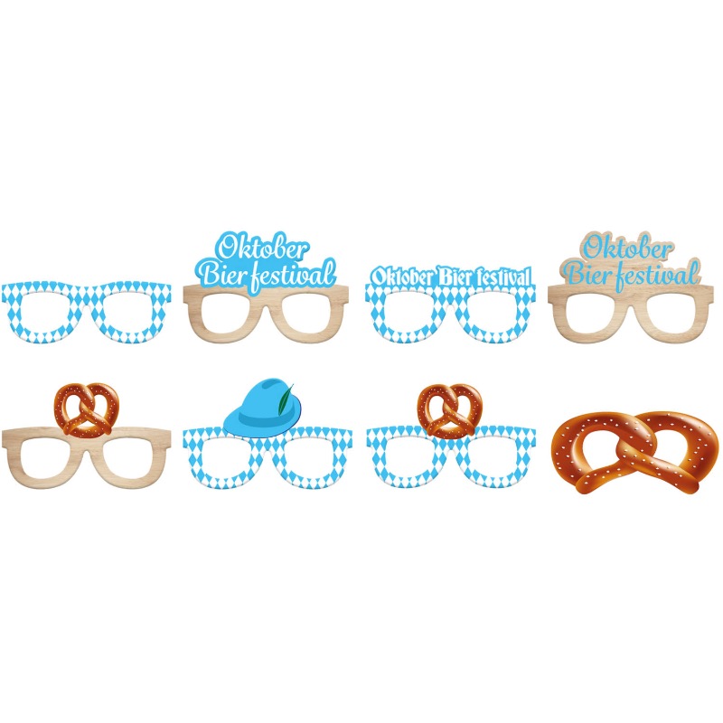 Oktoberfest Papirbriller - 8 stk | Oktoberfest Photobooth - Temashop