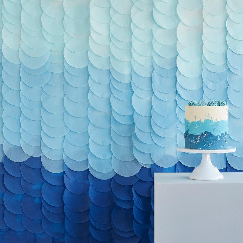Ombre Backdrop DIY Blå - 1 stk (2 x 2 m) | Blåt tema Vægbaggrunde - Temashop