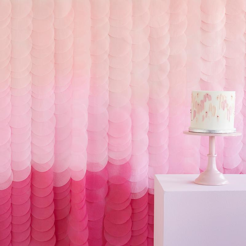 Ombre Backdrop DIY Pink - 1 stk (2 x 2 m) | Pink tema Vægbaggrunde - Temashop