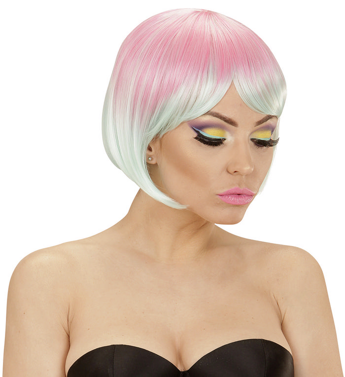 Ombre Rave Paryk Pink/Turkis | 80'erne Totally Paryk - Hovedtilbehør - Temashop