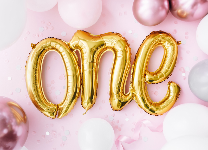 One Folieballon Guld - 1 stk (66 x 37 cm) | 1 år Folieballoner tal / bogstav - Temashop