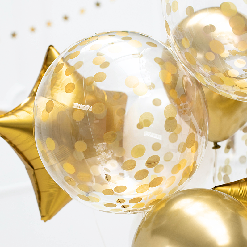 Orbz Konfetti Ballon Guld - 1 stk (40 cm) | Guld tema Konfettiballoner - Temashop