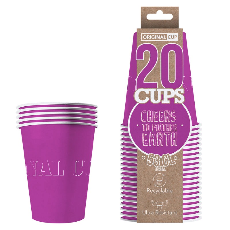 Original Cup Papkrus Lilla - 20 stk (53 cl) | Lilla tema Krus - Temashop