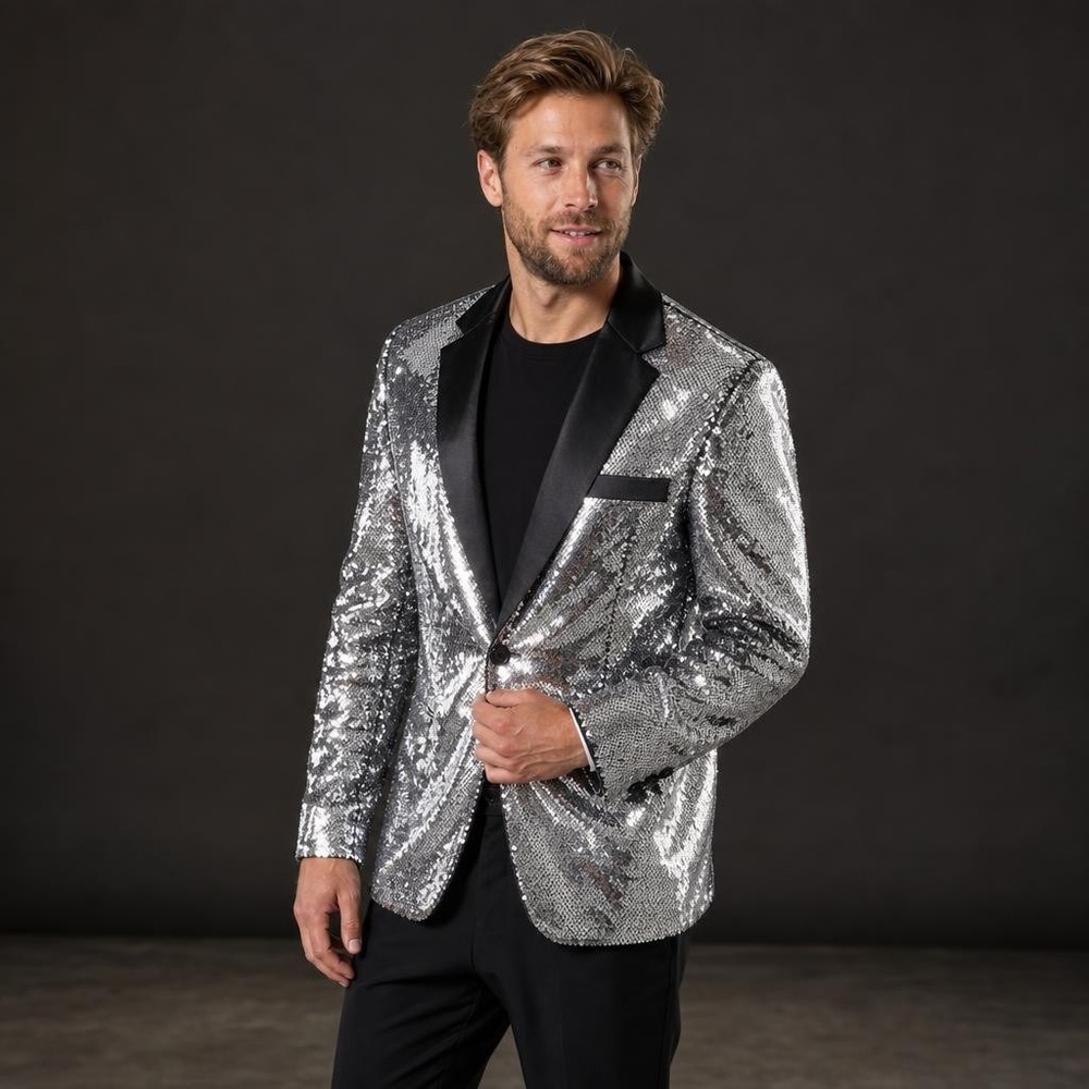 OppoSuits Pailletblazer Sølv