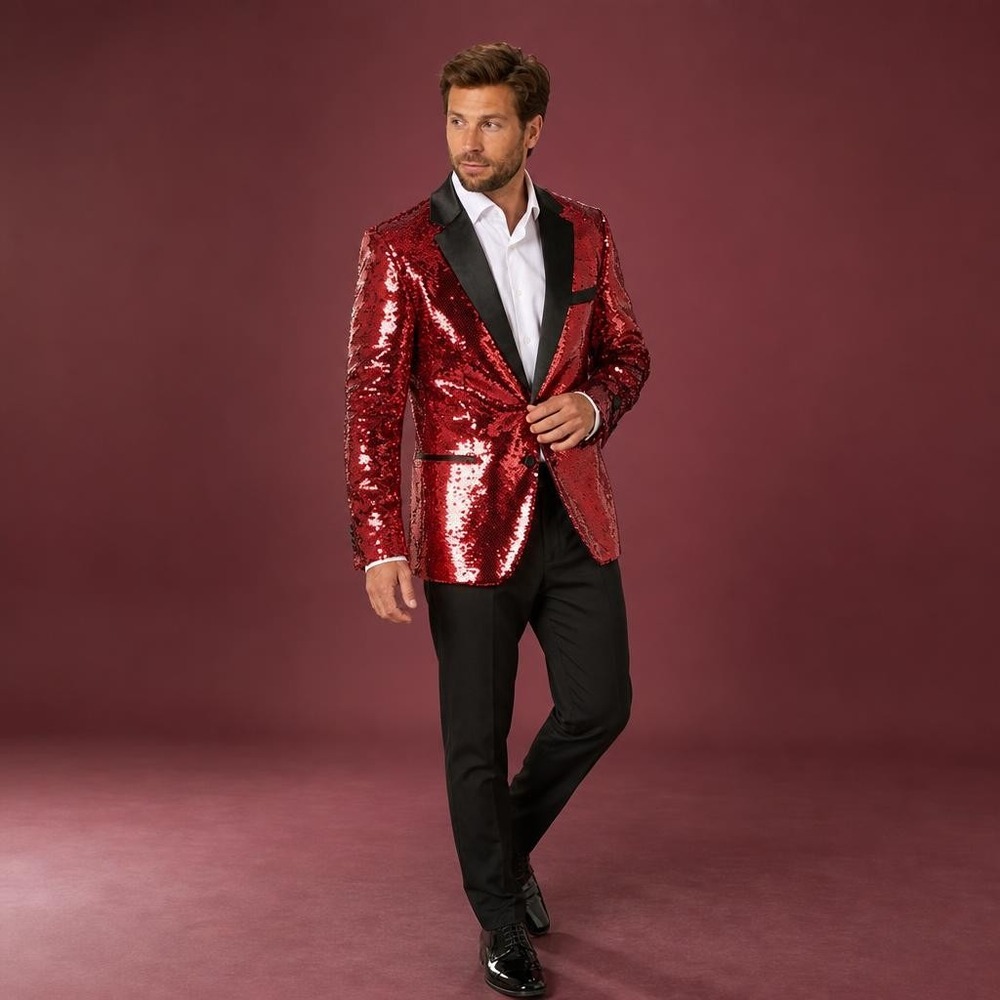 OppoSuits Rød Pailletblazer