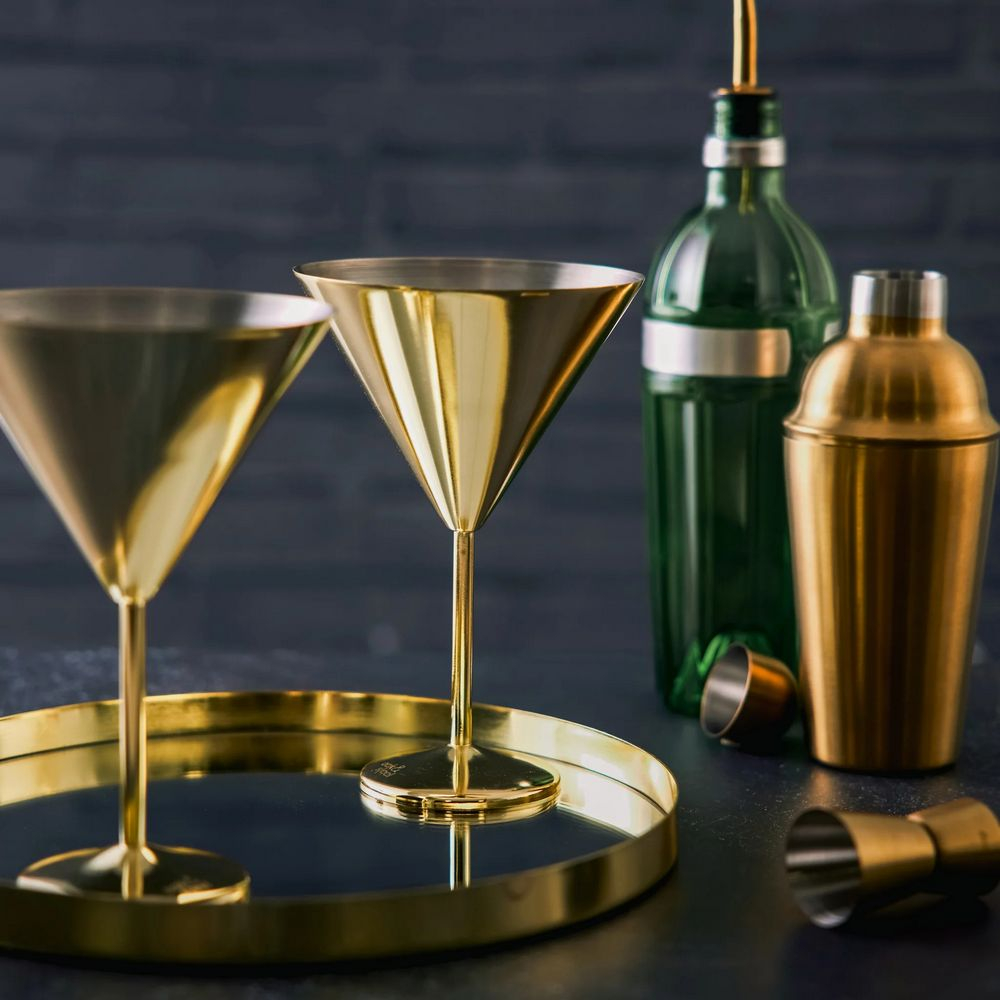Martiniglas Guld Rustfri Stål - 4 stk (460 ml) | Guld tema Glas - Temashop