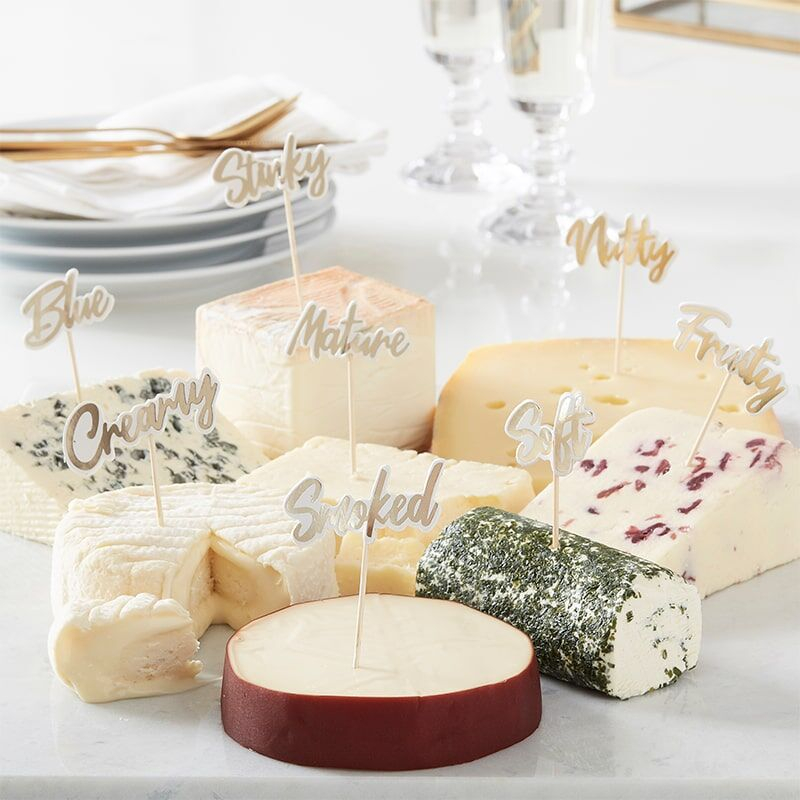 Ostebordsbeskrivelses Madpinde - 8 stk (8 x 6 cm) | Mad Kort / Invitationer / Gode råd - Temashop