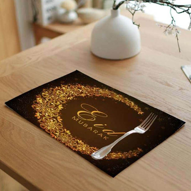 Eid Mubarak Dækkeserviet Sort/Guld