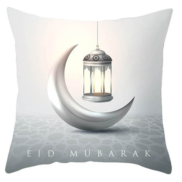 Eid Mubarak Måne Pudebetræk Sølv (45 x 45 cm) | Eid Puder - Temashop