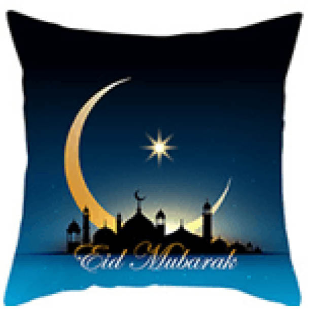 Eid Mubarak Pudebetræk Sort/Blå (45 x 45 cm) | Eid Puder - Temashop