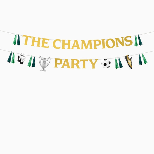 The Champions Party Fodbold Guirlander Grøn/Guld - 2 stk (10 m) | Fodbold Guirlander - Temashop