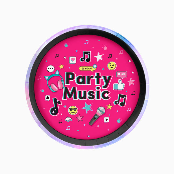 Party Music Paptallerkener Pink - 6 stk (Ø 23 cm) | Musik Tallerkner - Temashop