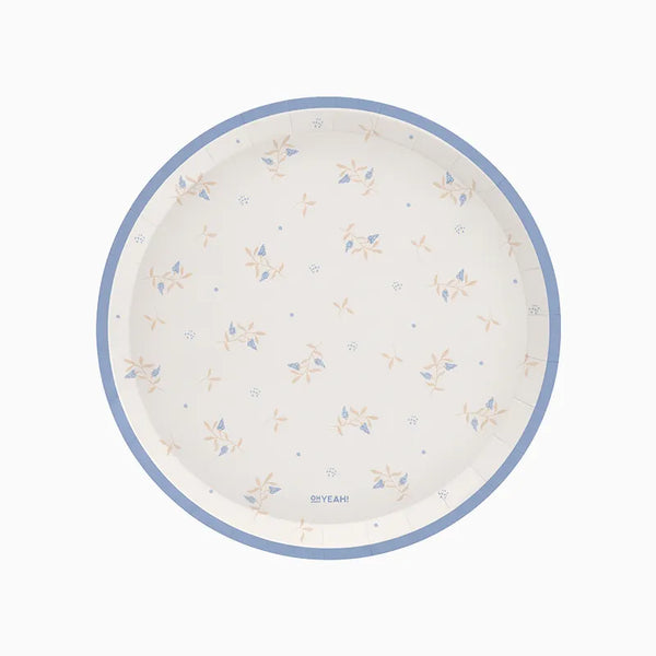 Blomstrede Paptallerkener Blå