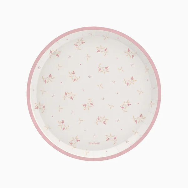 Blomster Paptallerkener Lyserød