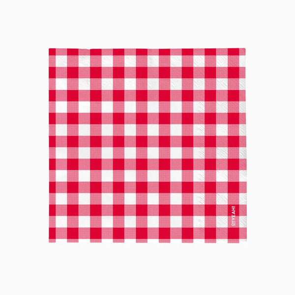 Rød/Hvid Ternede Frokostservietter - 20 stk (33 x 33 cm) | Gård tema Servietter - Temashop