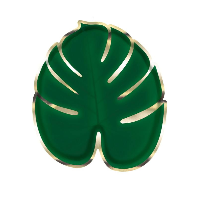 Palme Tallerkener - 8 stk (23 cm) | Jungle tema Tallerkner - Temashop
