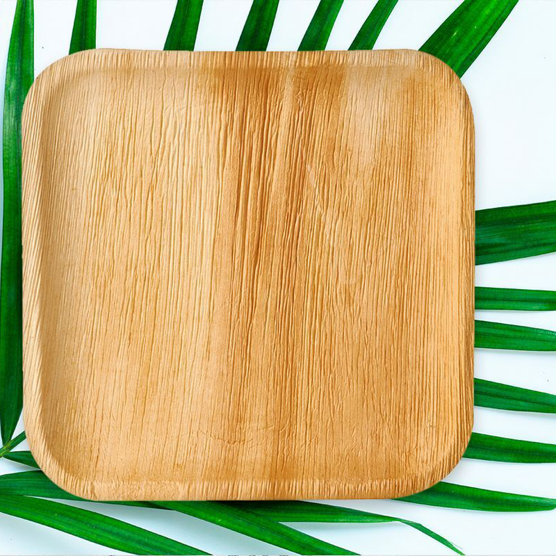 Palmeblade Tallerkener Kantet Stor Eco - 6 stk (25,5 x 25,5 cm) | Natur tema Tallerkner - Temashop