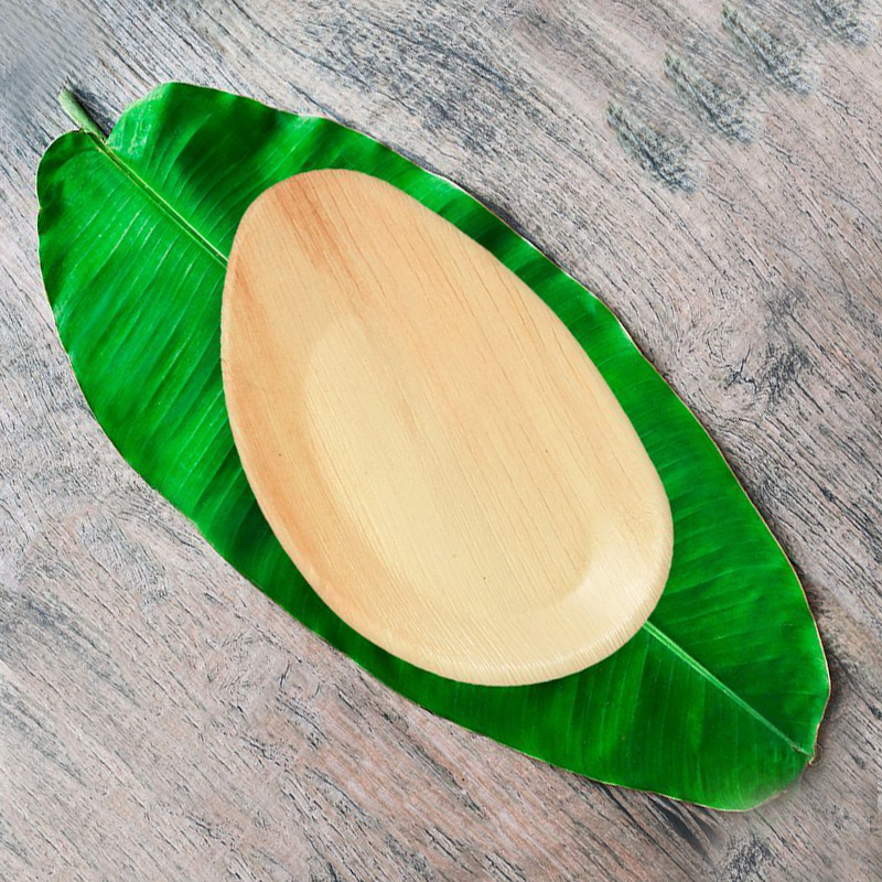 Palmeblade Tallerkener Ovale Eco - 6 stk (26 x 17 cm) | Natur tema Tallerkner - Temashop