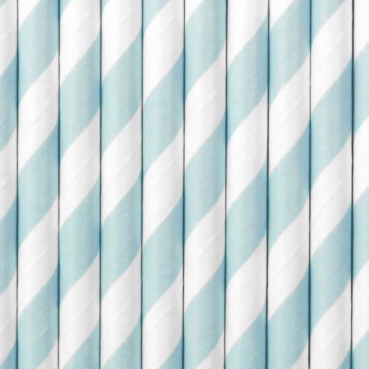 Papir Sugerør med Striber Lyseblå