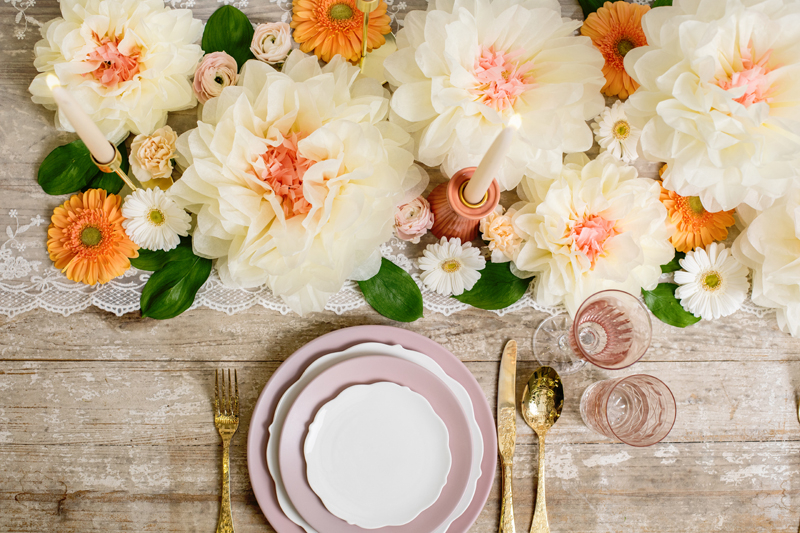 Papirsblomster Creme/Lyserød