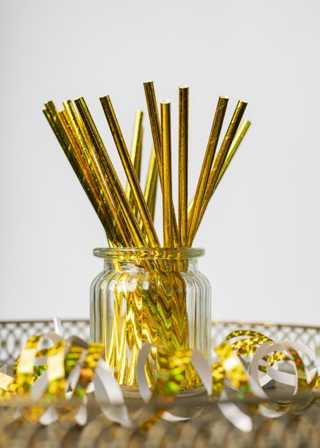 Papirsugerør Metallisk Guld