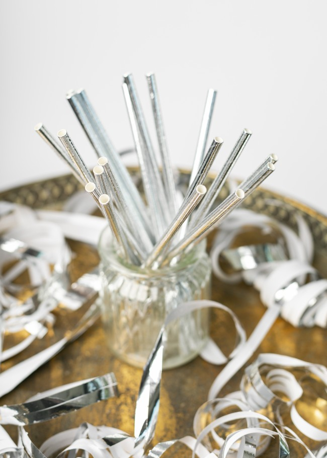 Papirsugerør Metallisk Sølv