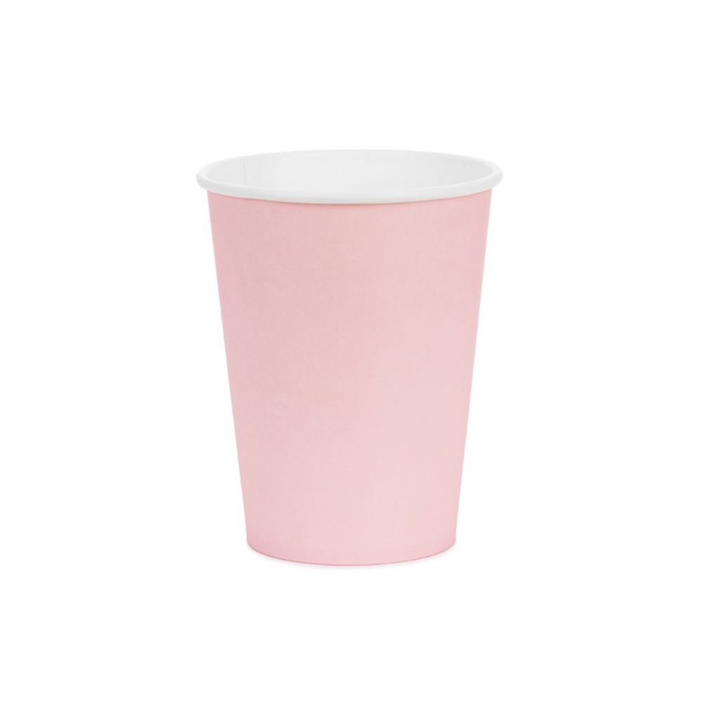 Papkrus Lyserød - 6 stk (250 ml) | Lyserødt Tema Krus - Temashop