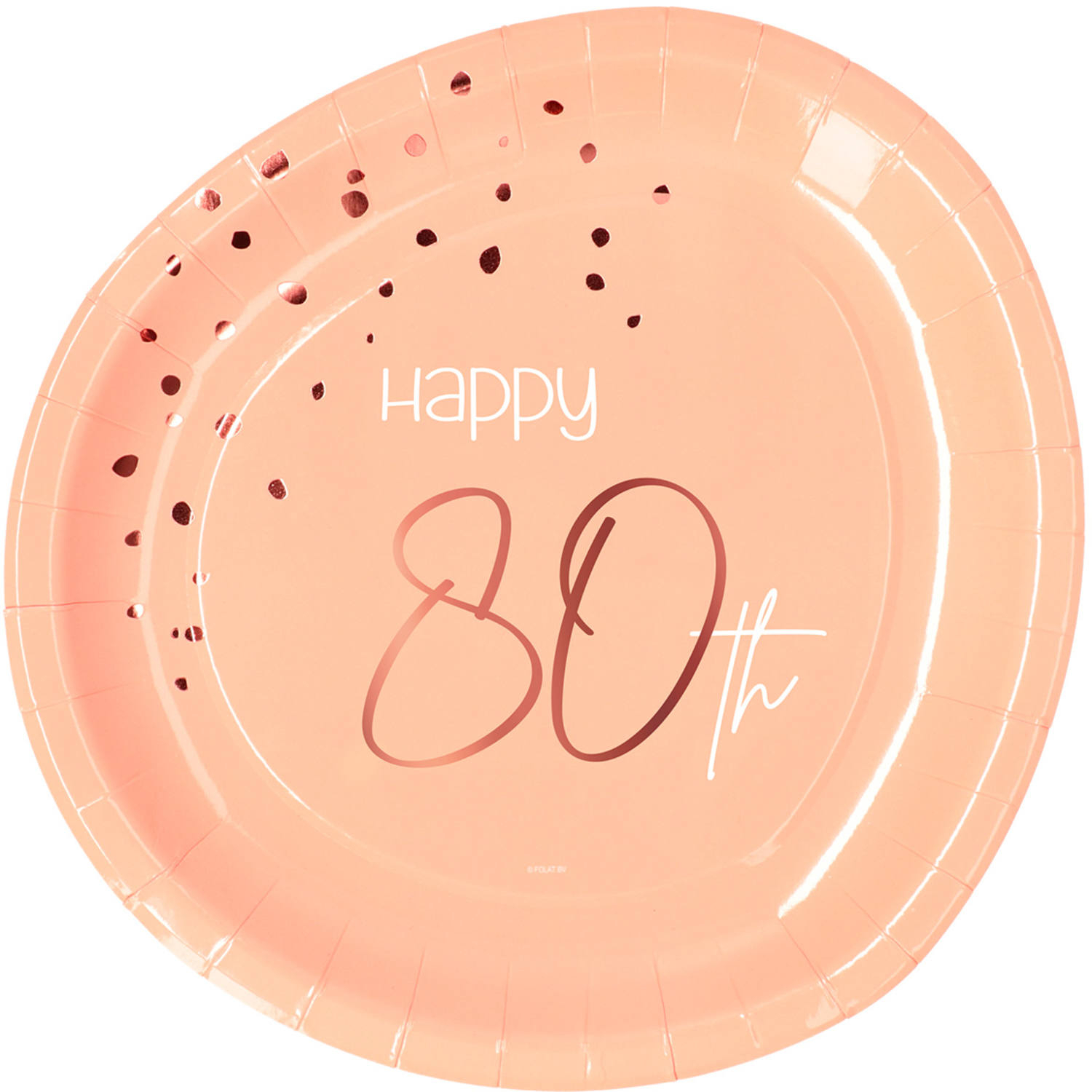 Paptallerkener 80 Års Lush Blush - 8 stk (23 cm) | 80 år Tallerkner - Temashop