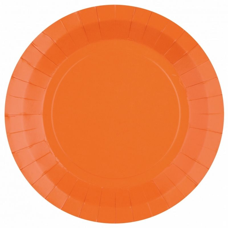 Paptallerkener Orange - 10 stk (17,5 cm) | Orange tema Tallerkner - Temashop