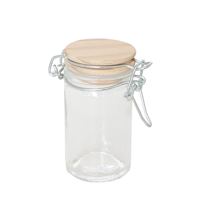 Patentglas Med Trælåg - 1 stk (4,5 x 9 cm) - Temashop